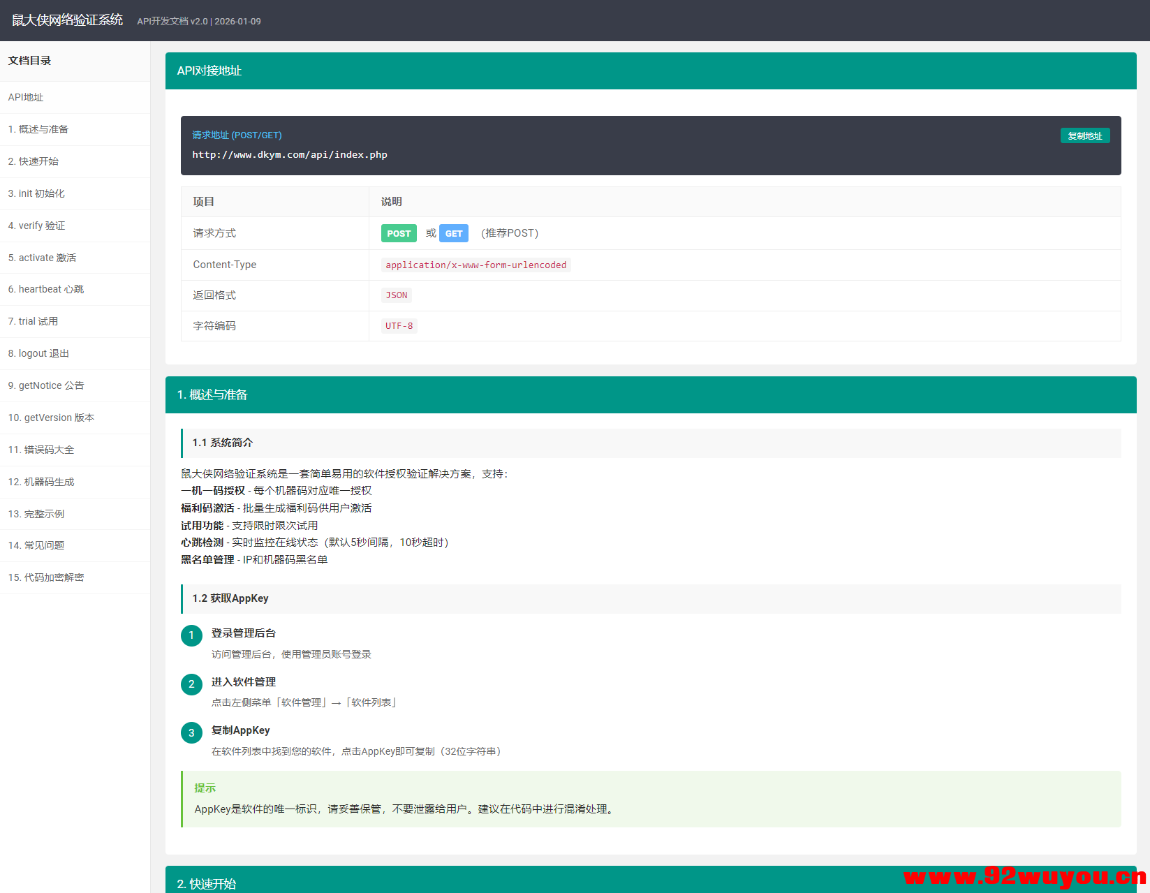 鼠大侠网络验证系统源码 一机一码授权验证 全开源  9541 无忧技术吧www.92wuyou.cn